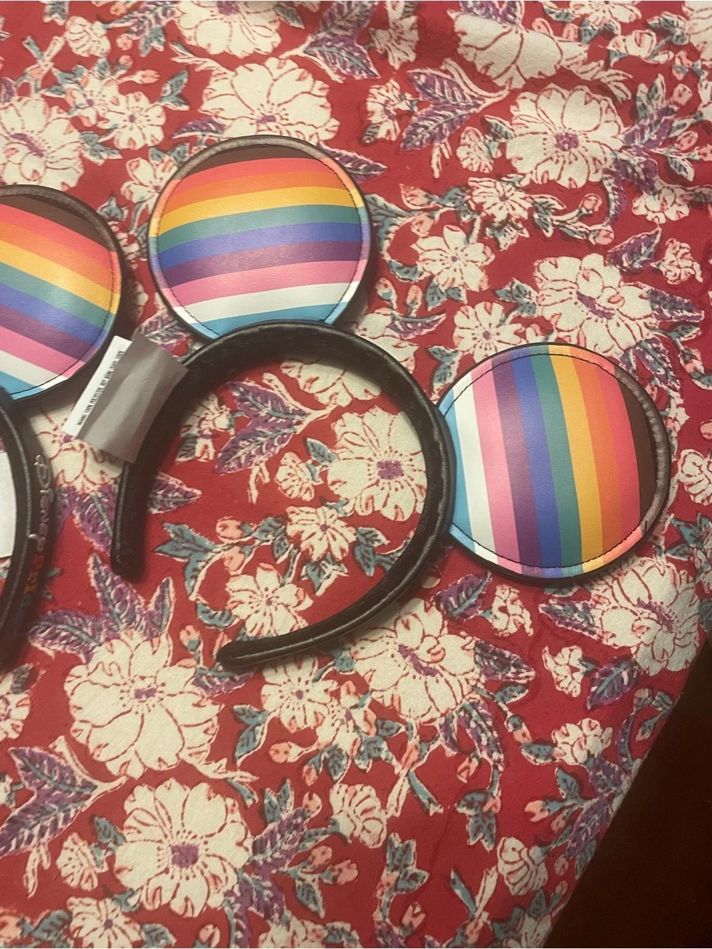 Disney Rainbow Pride Ears Headband - Black with Multicolor Stripes